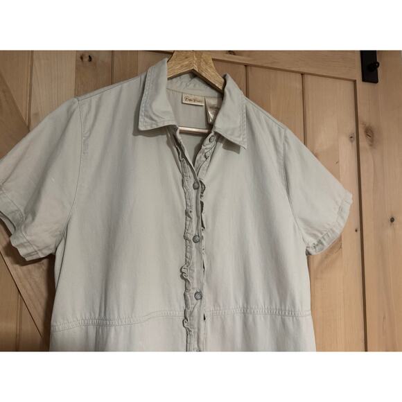 Vintage Bobbie Brooks 90s Light Cream Khaki Short Sleeve Dress Size Large - Picture 2 of 13